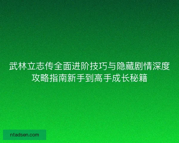 武林立志传全面进阶技巧与隐藏剧情深度攻略指南新手到高手成长秘籍