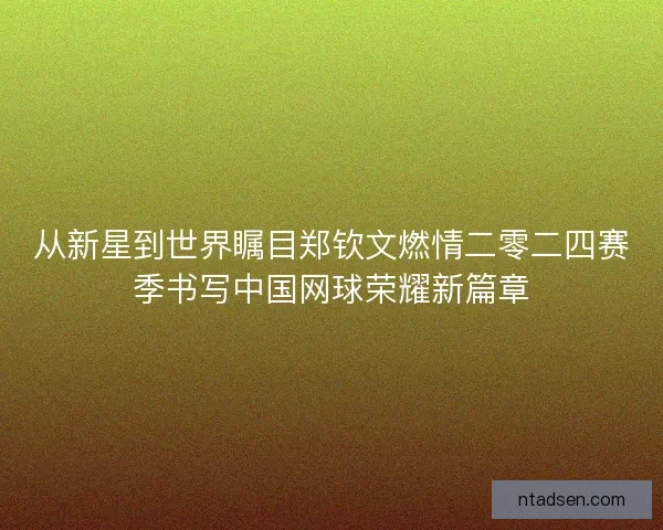 从新星到世界瞩目郑钦文燃情二零二四赛季书写中国网球荣耀新篇章