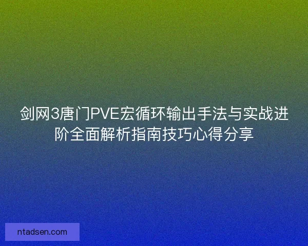 剑网3唐门PVE宏循环输出手法与实战进阶全面解析指南技巧心得分享